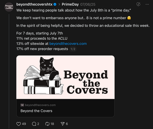 Beyond the Covers Prime Numbers Sale (July 7-14)