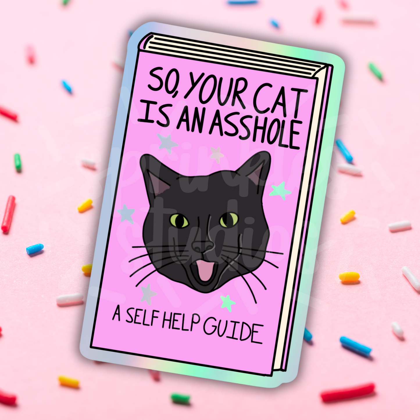 Asshole Cat Holographic Vinyl Sticker