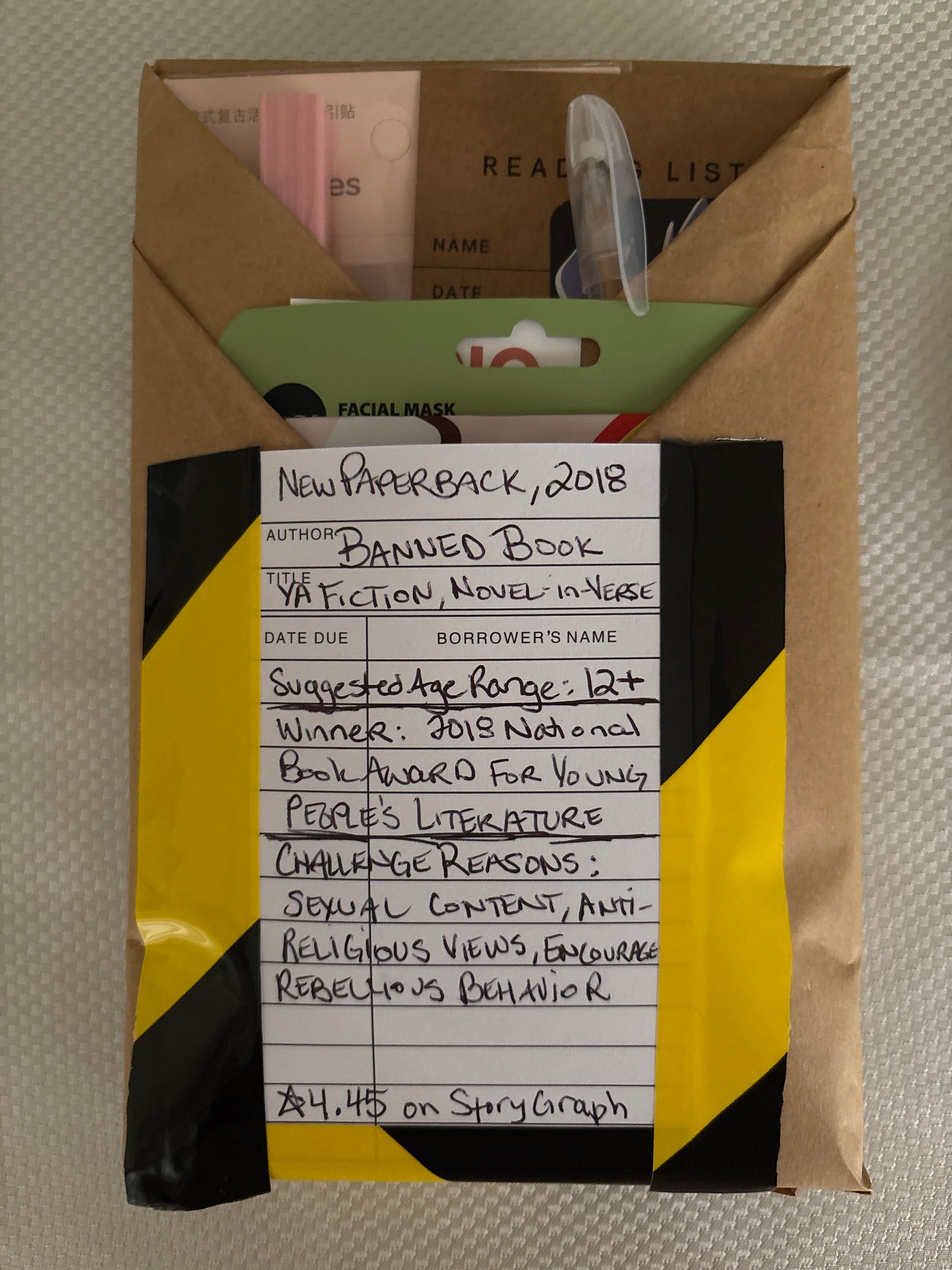 Blind Date with a Banned Book - Young Adult Contemporary Fiction, Novel-in-Verse, 2018