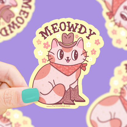 Meowdy Western Cowboy Cat Vinyl Sticker