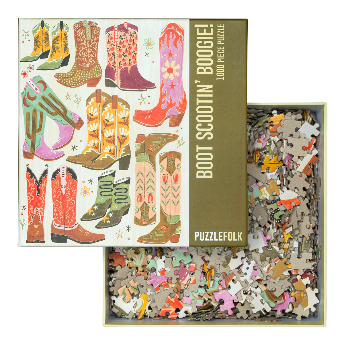Boot Scootin' Boogie! 1000 Piece Western Cowboy Boot Puzzle