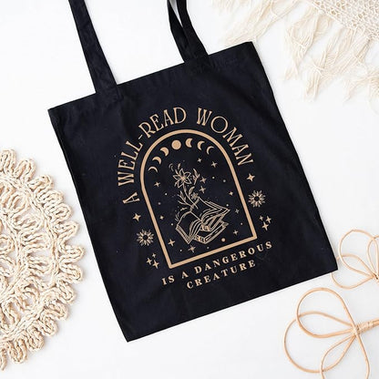 "A Well-Read Woman is a Dangerous Creature" Tote with Inner Zipper Pocket