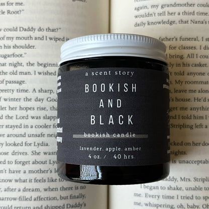 Bookish and Black - Book Themed Soy Candle - 4 oz / 40 hr burn time - 100% soy candles, non-toxic | A Scent Story Candle Co. (Copy) (Copy)