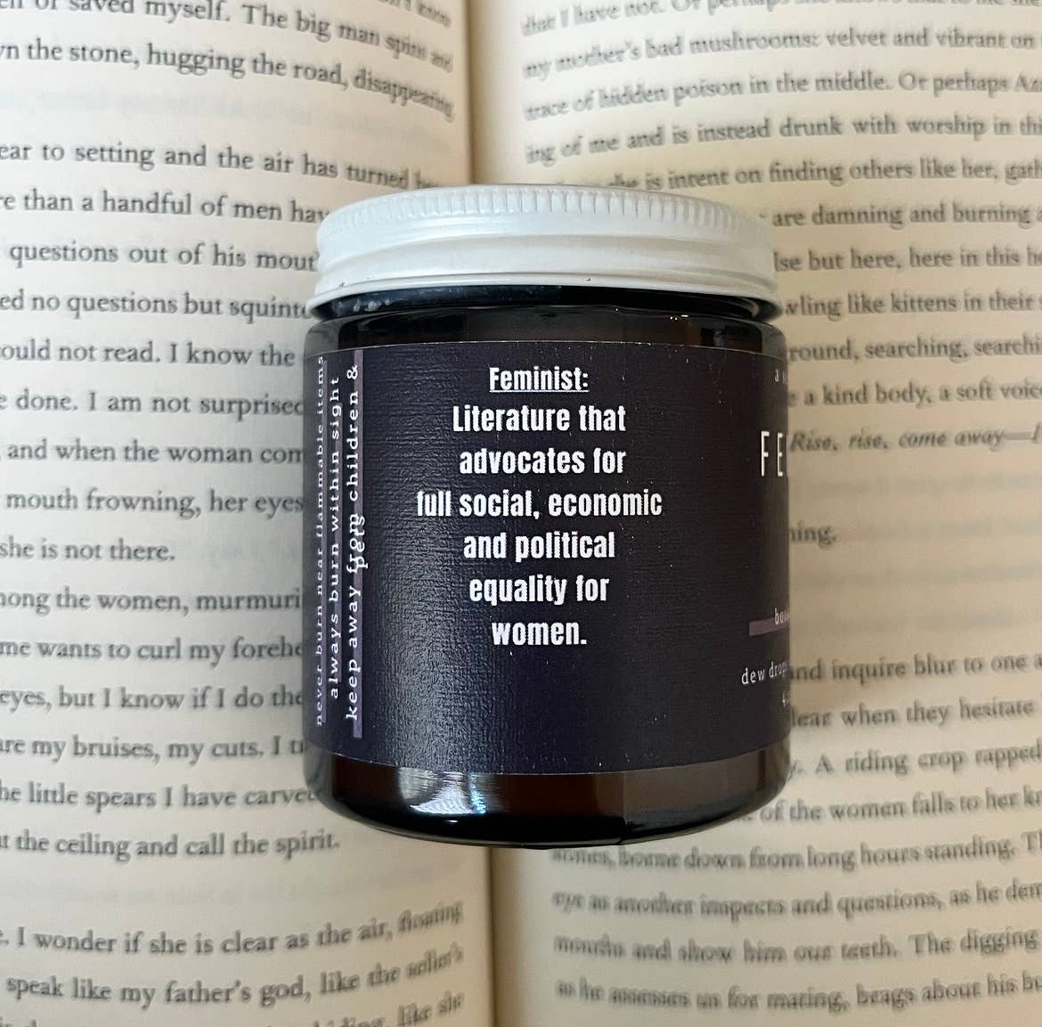 Feminist AF | Bookish Candle | Book Themed Soy Wax, 4 oz