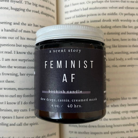 Feminist AF | Bookish Candle | Book Themed Soy Wax, 4 oz