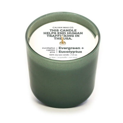 100% soy wax candle, Evergreen + Eucalyptus, 5.3 oz, Non-toxic dye & paraben free