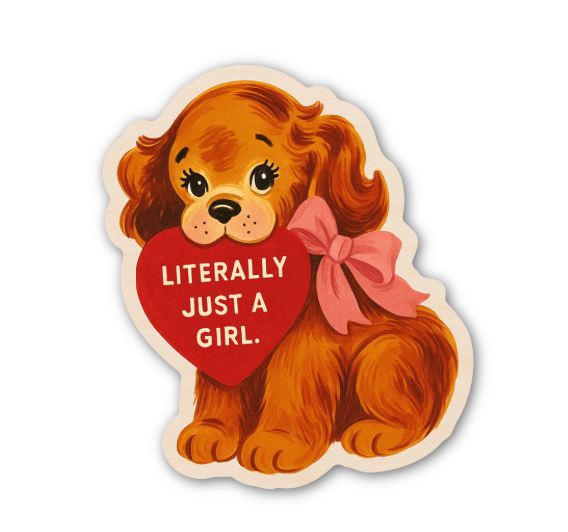 Literally Just a Girl Puppy Sticker, Funny Dog Decal Gift