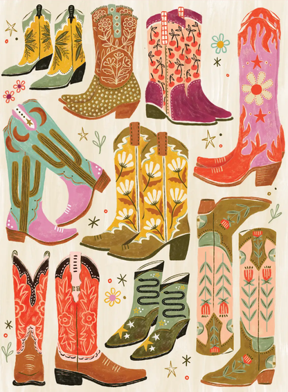 Boot Scootin' Boogie! 1000 Piece Western Cowboy Boot Puzzle